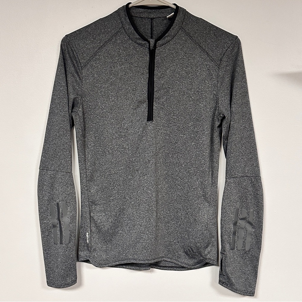 Adidas Energy Running Climalite Gray Quarter-Zip Pullover, XS  EUC